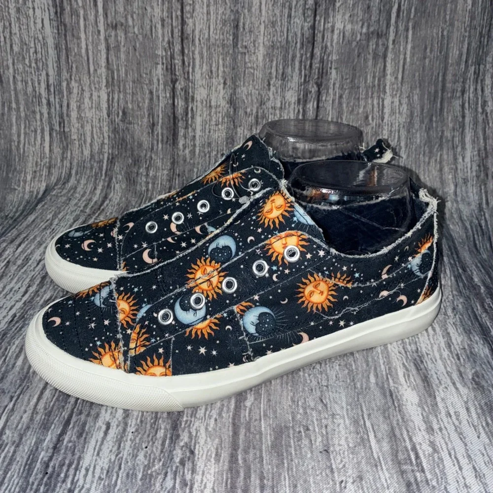 Corkys Women's Size 9 Babalu Slip On Celestial Raw Edge Laceless Sneaker‎ Casual